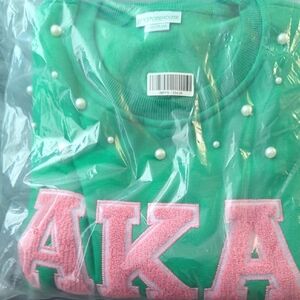 AKA Green Pearl Embellished Sweater- M